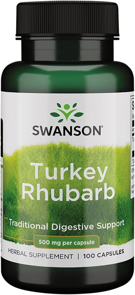 Swanson Türkei Rhubarb - Traditionelle Kräuterergänzung Förderung Verdauungsunterstützung & Gastrointestinale Gesundheit - Natürliche Formel - (100 Kapseln, 500mg Jeder)
