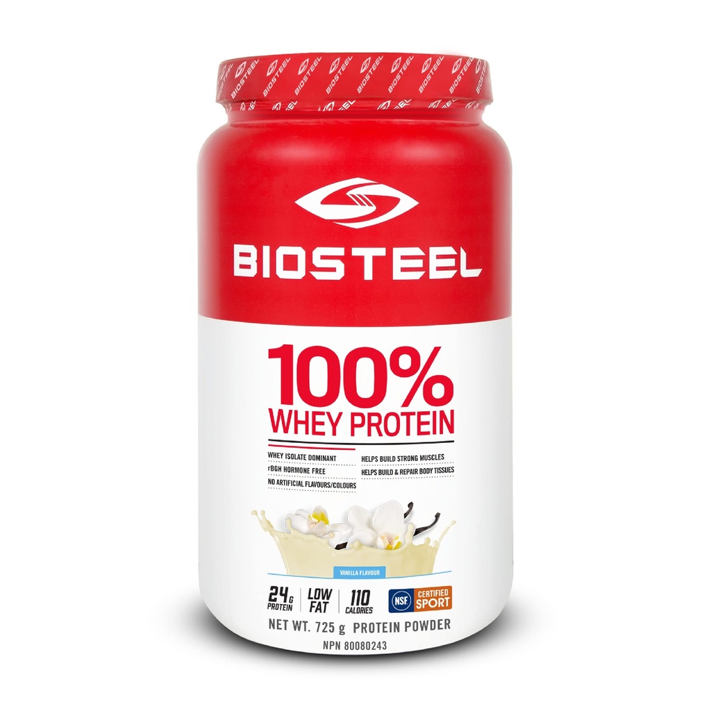 BioSteel Sports Vanilla 100% Whey Protein Powder Supplement, rBGH Hormon Free & Non-GMO Post Workout Formel, 25 Servierungen, 25.5 Unzen Trusted by Pro Athletes, NSF für Sport