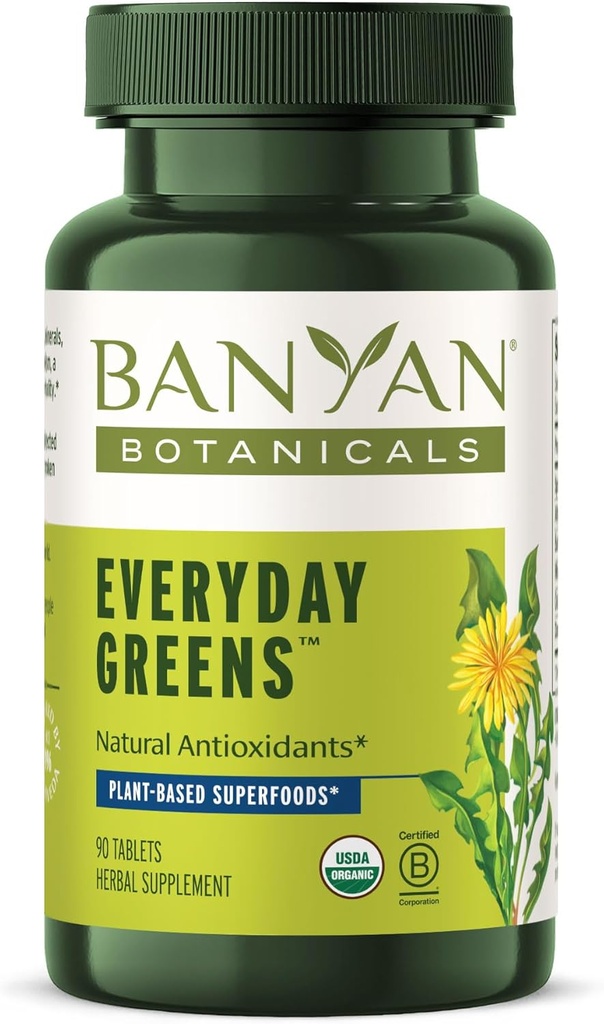 Banyan Botanicals Everyday Greens – Bio-Superfood-Tabletten – Natürliche Quelle von Vitaminen, Mineralstoffen & Antioxidantien – Unterstützt optimale Energie und Gesundheit* – 90 Tabletten – Non-GMO Sustainable Sourced Vegan