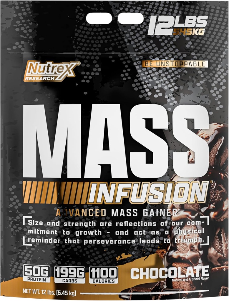 Nutrex Masseninfusion Schokolade Advanced Maß Gainer Protein Pulver | 100% Whey Weight Gainer Shake | 12 Pfund