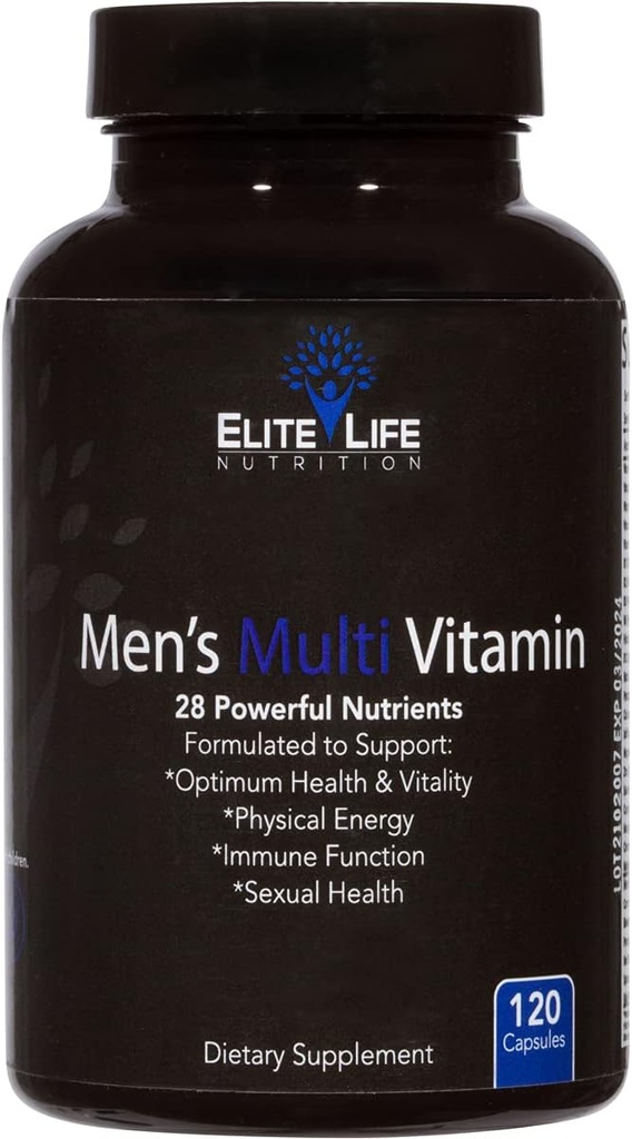 Mehr Vitamin für Männer - 28 Leistungsstarke Nährstoffe, Vitamine und Mineralstoffe - Beste Multivitamin für Männer - unterstützt optimale Gesundheit, körperliche Energie, Immunsystem Funktion und maximale Vitalität - 120 Kapseln