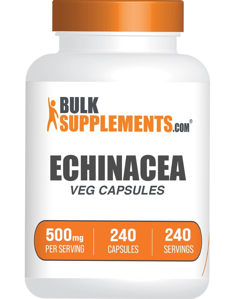 BulkSupplements.com Echinacea Extrakt Kapseln - Echinacea Ergänzung, Echinacea Kapseln 500mg - Immununterstützung, Glutenfrei, 1 Kapsel pro Servierung, 240 Kapseln (Pack von 1)