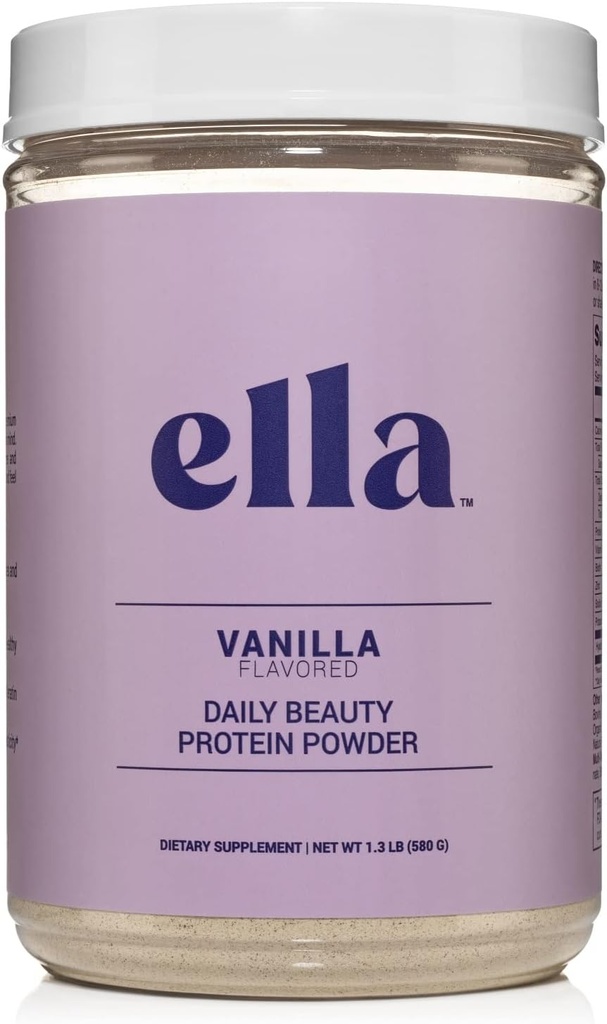 Ella Vanilla Collagen Protein Powder für Damen - Daily Beauty Protein Powder mit Grass-Fed Collagen Peptides - Non-GMO, Glutenfrei, keine künstlichen Süßungsmittel - 20 Servierungen
