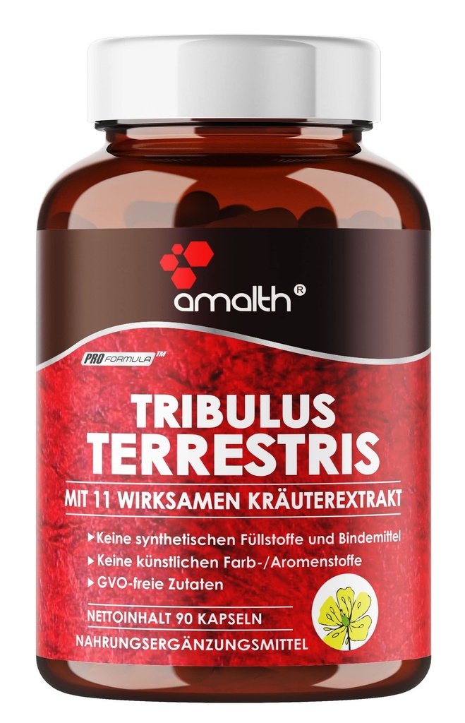 Amalth Tribulus Terrsestris, 20:1 Extrakt pro Servierung, Höchste Potenz mit Ashwagandha, Saw Palmetto, Shilajit 120 Kapseln