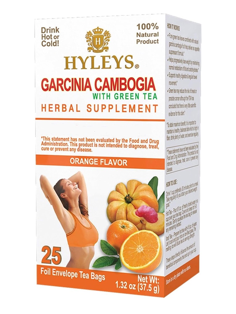 HYLEYS Tee Garcinia Cambogia Grüner Tee mit Orange Flavor - 25 Teebeutel