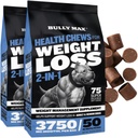 Bully Max 2-in-1 Hundegesundheitskäse für Gewicht & Wellness – Weichkäse für Erwachsene & Senior Dogs – Unterstützt Verdauung, Energie, &amp; Gesundes Körpergewicht – 2 Packungen (75ct Every Pack)