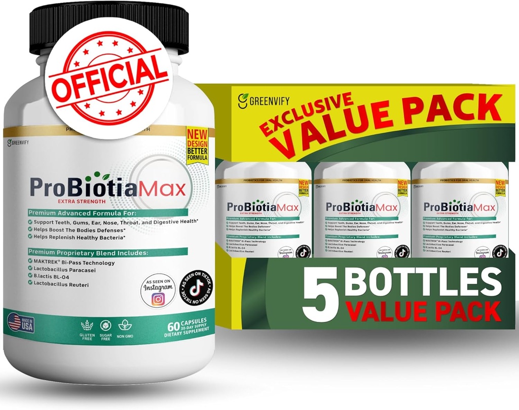 ProBiotia Max 40 Billion CFU Extra Strength Oral Probiotic Supplement, 60 Kapseln, Unterstützt Zähne und Zahnfleisch Gesundheit, Glutenfrei (5)