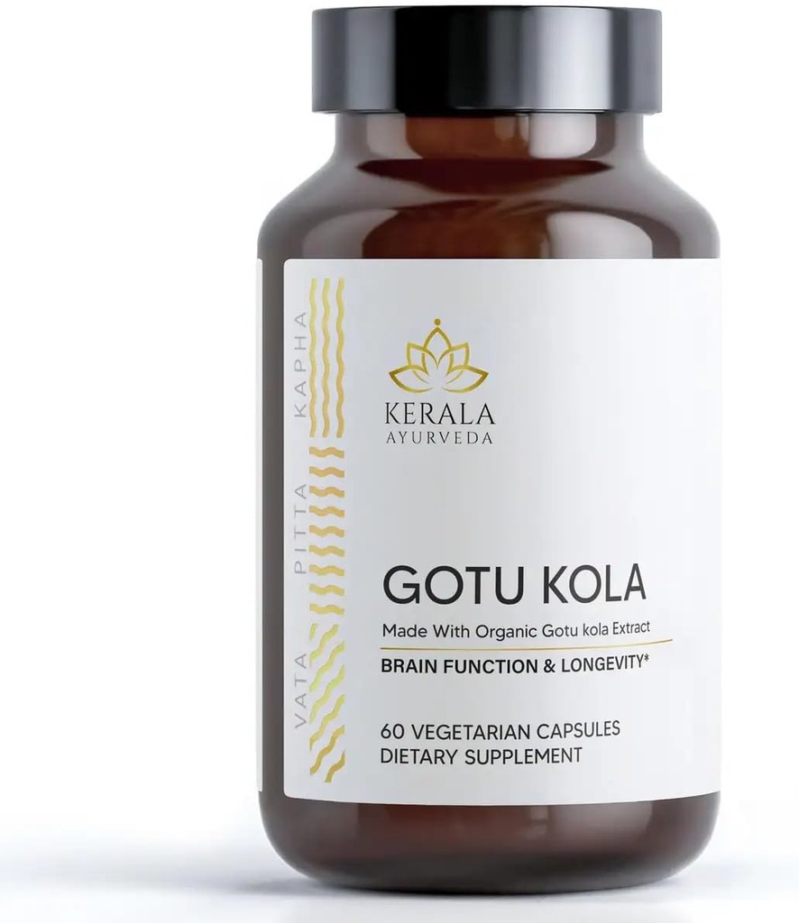 Kerala Ayurveda Centella Asiatica Kapseln | Kräuterergänzung für Gedächtnis, Fokus, Alertness, Emotionales Wohlbefinden | Unterstützung für kognitive Funktion | Ergänzung für psychische Entspannung - 60 Veg Kapseln