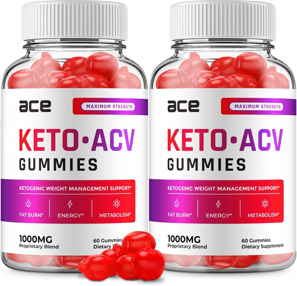 (2 Pack) Ace Keto ACV Gummies - Fortgeschrittene Formel Ace Keto Plus ACV Gummies Apple Cider Essig Ace ACV, Gewichtsverlust, Nahrungsergänzung Bewertungen Männer Frauen (120 Gummies)