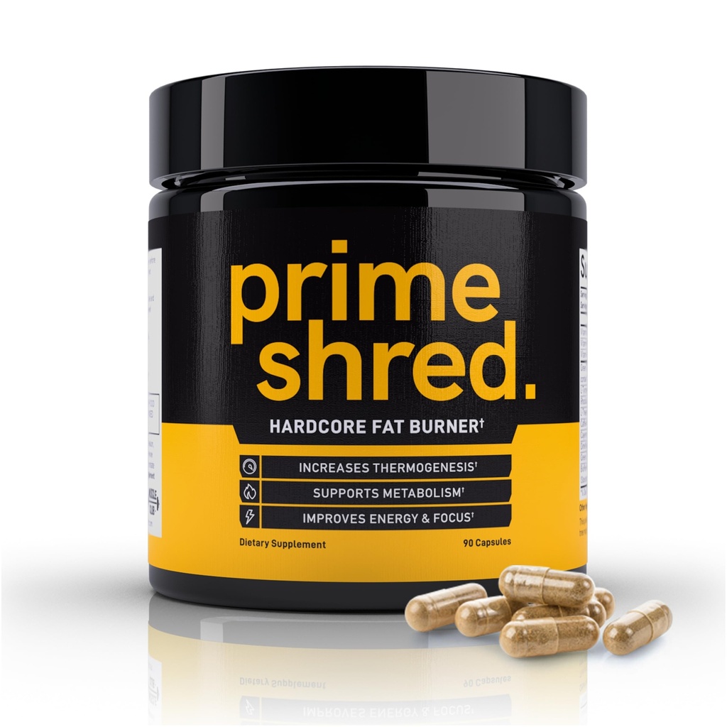 PrimeShred: Fat Burner für Männer, Natürliche Appetit Suppressant, Thermogenic Workout Metabolism Booster & Energy Supplement, Gewichtsverlust w/Green Tee, Koffein L-Carnitin, Vegan & Soy-Free, 90 Caps
