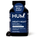HUM Mighty Nighttime Sleep Supplement für Hautpflege, CoQ10, Valerian Root & Ferulic Acid zur Unterstützung von Zellumschlag, Haut Vitamine für Frauen und Männer, Übernacht Beauty Vitamine, 60 Vegan Softgels