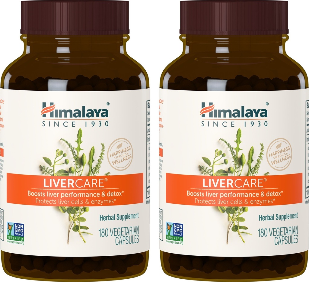 Himalaya LiverCare, 180-Tage-Versorgung - Kräuter Liver-Unterstützung Förderung der Beseitigung von Abfällen, Leberreinigung, Detox und Bile-Produktion - Vegan, Non-GMO, Glutenfrei, 375 mg, 90 Kapseln (Pack von 2)