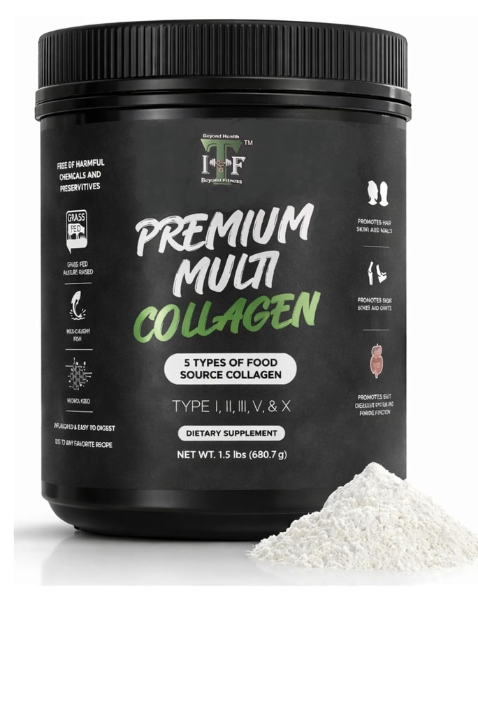 Multi Collagen Peptides Powder Unflavored - 5 Arten Multi Collagen Complex (I, II, III, V, X) - Gras Fed Hydrolysed Powder Collagen für Haar, Haut, Nägel, Gelenke & Gut Health - 30 Servierungen
