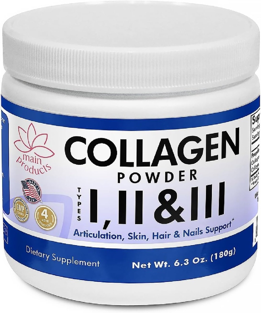 Kollagenpulver Typ I, II & III. Hydrolysierte Kollagen und Hyaluronsäure, Net Wt 6.3 Oz unterstützt Artikulation, Haut, Haare und Nägel. Kollagenpulver 1, 2, 3.