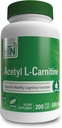 Gesundheit Thru Nutrition Acetyl L-Carnitine 500mg 200 Kapseln | Unterstützt Wahrnehmung & Mental Funktion | Gedächtnis & Achtung | Non-GMO, 3. Partei Getestet, Allergiker, Glutenfrei, Sojafrei, Vegan