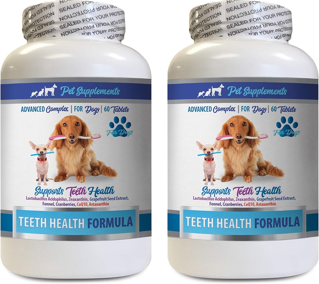 PET SUPPLEMENTS & NUTRITION LLC Hund Bad Breath Remedy - Hundezahn Gesundheit Formel - Natürliche Gum Care - REMOVES Plaque Build UP - FRESHENS Atem - Hunde-Vitamin-Additiv - 2 Flaschen (120 Bäume)