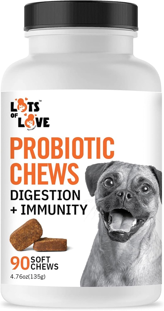 Dog Probiotic Chews (90 Count) - Dog Probiotics for Digestive & Gut Health - Puppy Pro Biotic Supplement for Nausea, Vomiting & Diarrhea (90 Count)