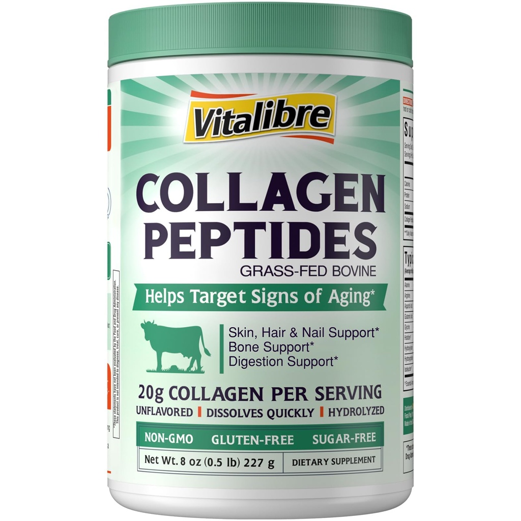Bovine Collagen Peptides Pulver für Frauen und Männer, Grass-Fed hydrolysierte Collagen Protein Typ I & III, Haut, Haar, Nägel, Knochen, Verdauung, Unflavored, Non-GMO, Keto & GF, 11 Servierungen, 8oz