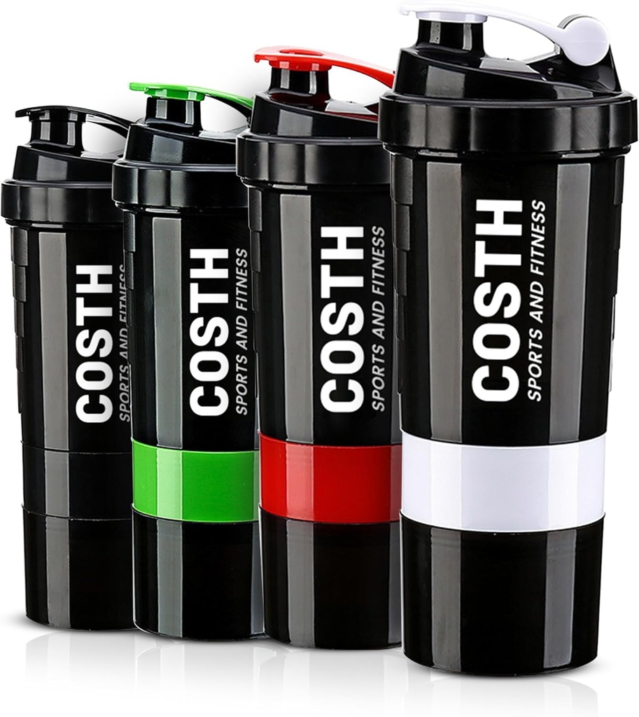 17 Oz Multi-Compartment Shaker Bottle mit 4-Pack Set | BPA-frei, Lecker, Protein Mixer & Supplement Storage