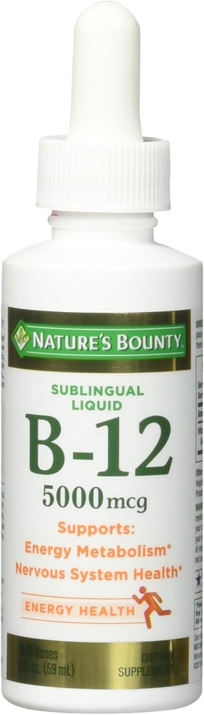 Nature's Bounty B-12 5000 mcg Sublingual Liquid Energy Health 2 oz (Pack von 5)