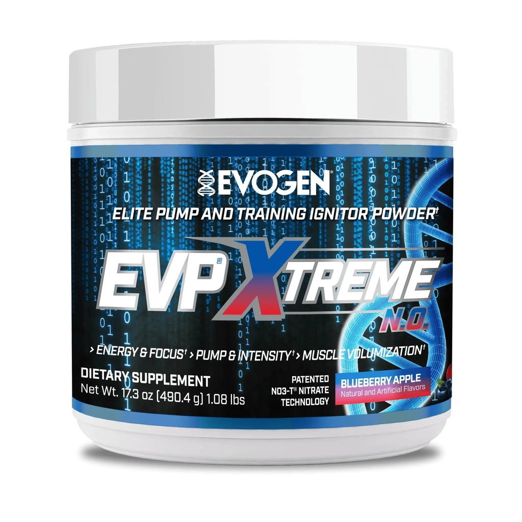 Evogen EVP Xtreme NO - Pre Workout Pulver für Männer & Frauen | Sugar Free Preworkout mit Beta Alanine, Kreatin und Koffein für Energie & Pumpe | Blueberry Apple | 40 Servierungen