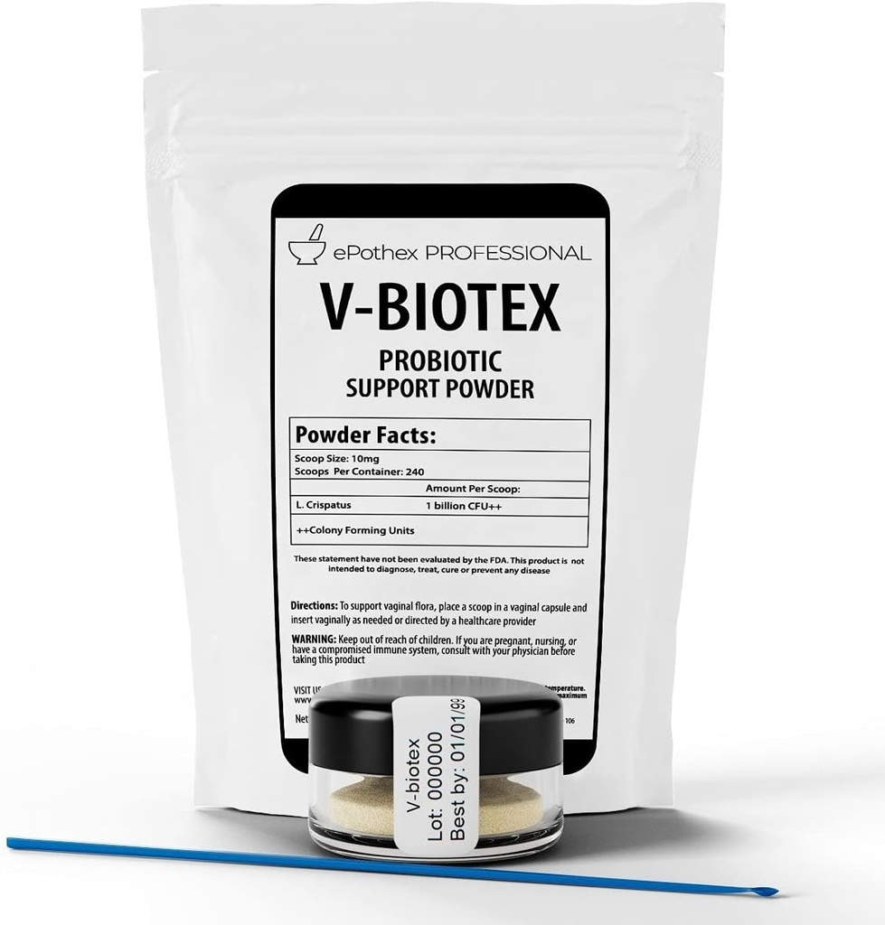 V-Biotex - Pure L. Crispatus Probiotic Powder | Vaginal Probiotic | Fördert Vaginal & Urinary Health | Hefe Infektion & Bacterial Vaginosis Unterstützung | 240 Dosierungen