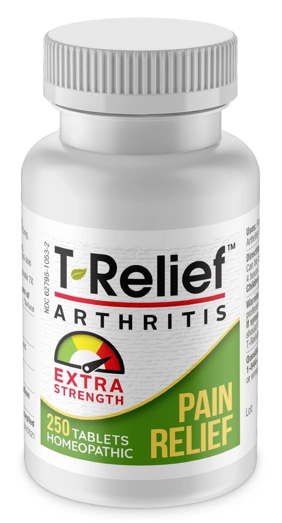 T-Relief Extra Strength Arthritis Arnica +12 Relieving Natural Medicines Helfen Sie Soreness Stiffness Aches & Pains Natürlich für Frauen und Männer - 250 Tabletten