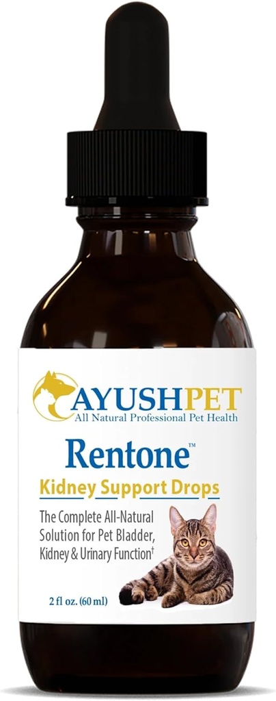 Ayush Pet Rentone - Nierenstütze für Hunde & Katzen, Flüssigkeitstropfen für Urinary & Kidney Health, Urinary Health Supplement für kleine oder große Haustiere, Natürliche Pflege - 2 fl oz
