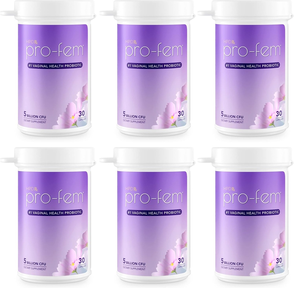 HPD Rx Pro-Fem #1 Vaginal Health Probiotic | Vaginal Probiotics | Klinisch getestet, um Yeast & PH Balance, Urinary Tract Health | Feminine Probiotics | Arbeitet in 7 Tagen | 30 Kapseln | 6-Pack