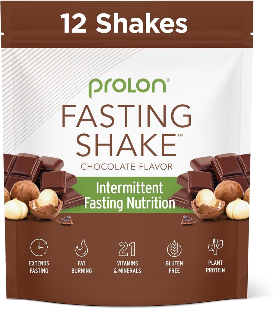 Prolon Intermittent Fasting Drink Mix | Fasting Shake for Intermittent Fasting | Vitamine, Fiber, Pflanzenbasiertes Protein, Superfoods | Keto, Vegan, Glutenfrei, Dairy Free | Chocolate, 12 Packets