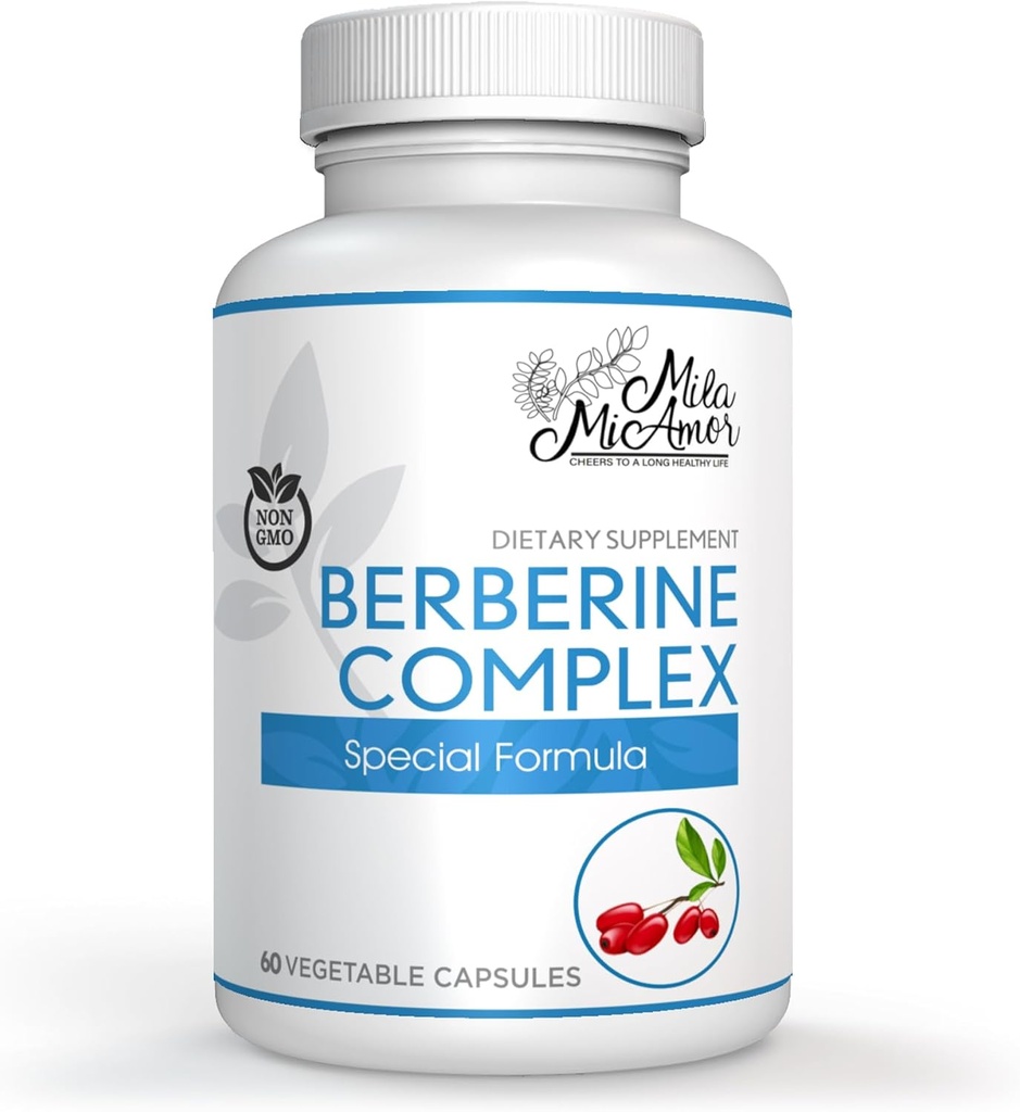 Milamiamor Berberine Complex HCL 500mg - Special Berberine Supplement mit Melon Fruit & Banaba Leaf - Non-GMO, Made in USA - Heart, Cognitive & Gastrointestinal Health - 60 Kapseln