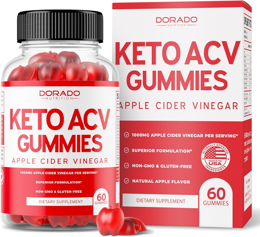 Keto ACV Gummies Advanced Weight Loss - 1000mg Keto Gummies (ACV für Weight Loss und Belly Fat) Fat Burning - Delicious Apple Flavor - Non-GMO, Vegan, Third Party Tested - USA Made (60 Count)