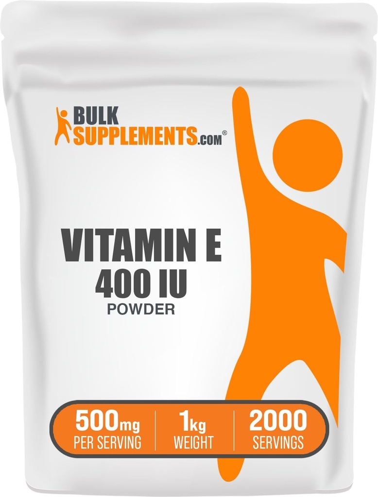BulkSupplements.com Vitamin E 400 IU Pulver - als D-Alpha Tocopherol, Vitamin E Supplements - Glutenfrei, 500mg pro Servierung, 1kg (2.2 lbs) (Pack von 1)