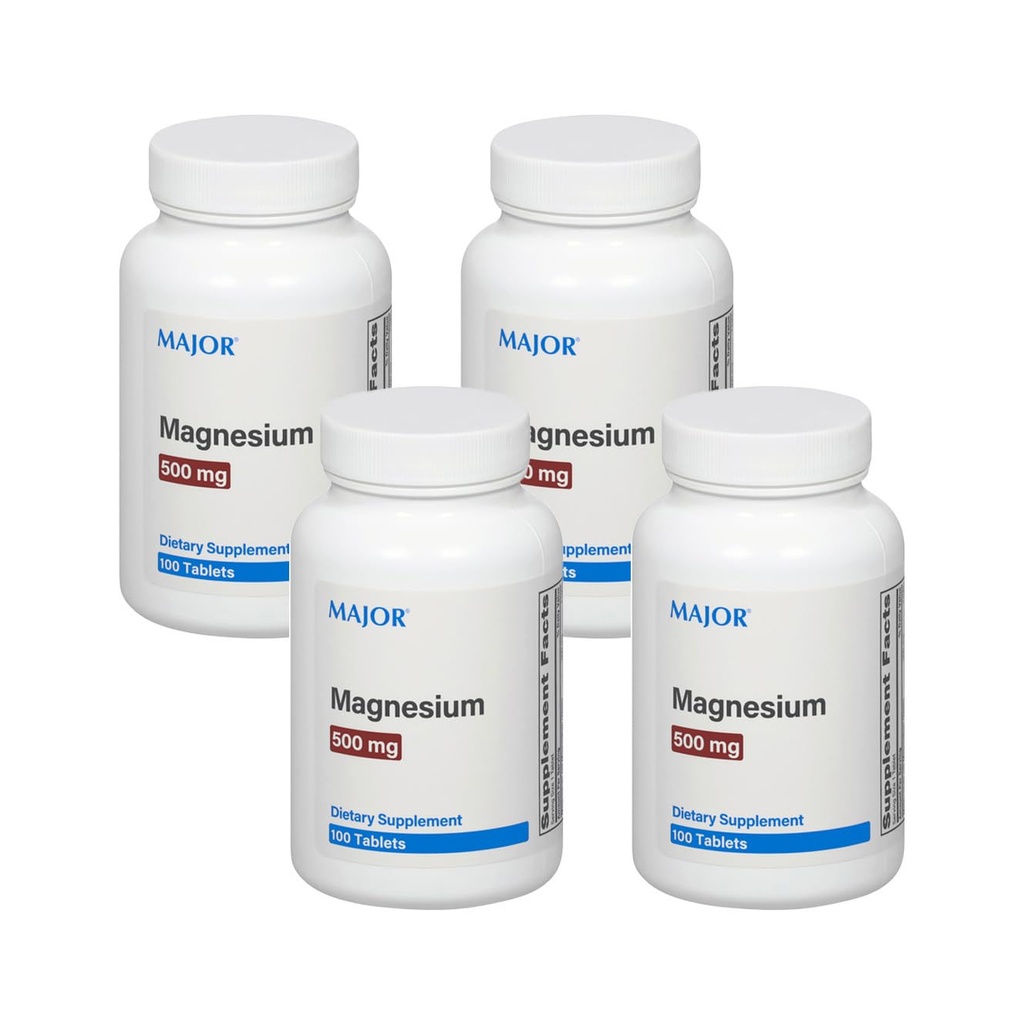 Major Magnesium 500mg - Oxid Magnesium Tabletten - Nahrungsergänzung - 100 Count (4 Pack)