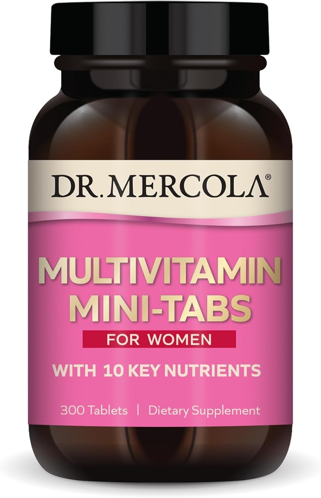 Dr. Mercola Multivitamin Mini-Tabs für Frauen, 30 Servierungen (300 Tabletten), mit 10 Schlüsselnährstoffen, unterstützt optimale Frauengesundheit, Non-GMO