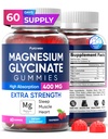 Magnesium Glycinate Gummi 400mg, hohe Absorption Magnesium Ergänzung für Frauen, Männer und Kinder, Muskelunterstützung und Entspannung, Zuckerfrei, Vegan, 60 Tage Versorgung