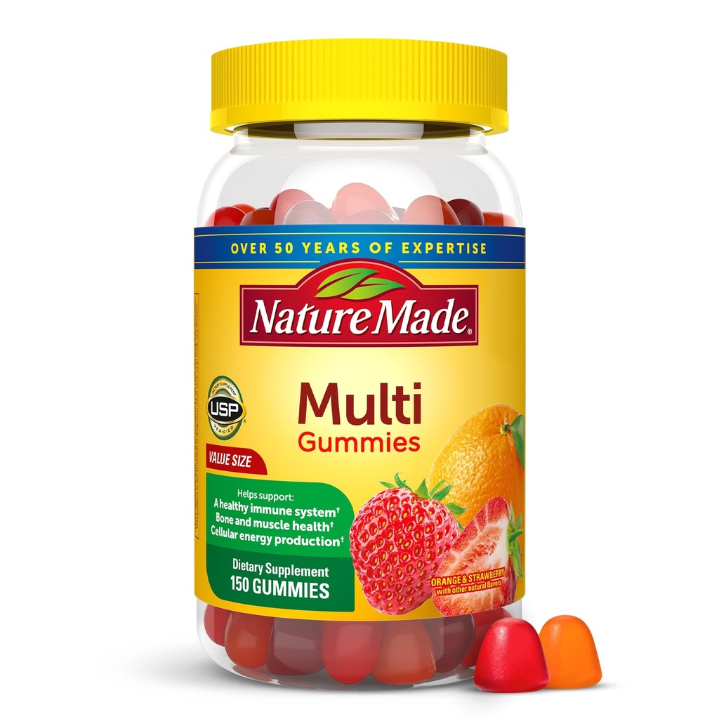 Natur Made Multivitamin Gummis, Mens & Womens Gummy Vitamins & Minerals, Adult Multivitamin Gummy, Daily Nutritional Support, 150 Vitamin Gummis, 75 Tage Versorgung