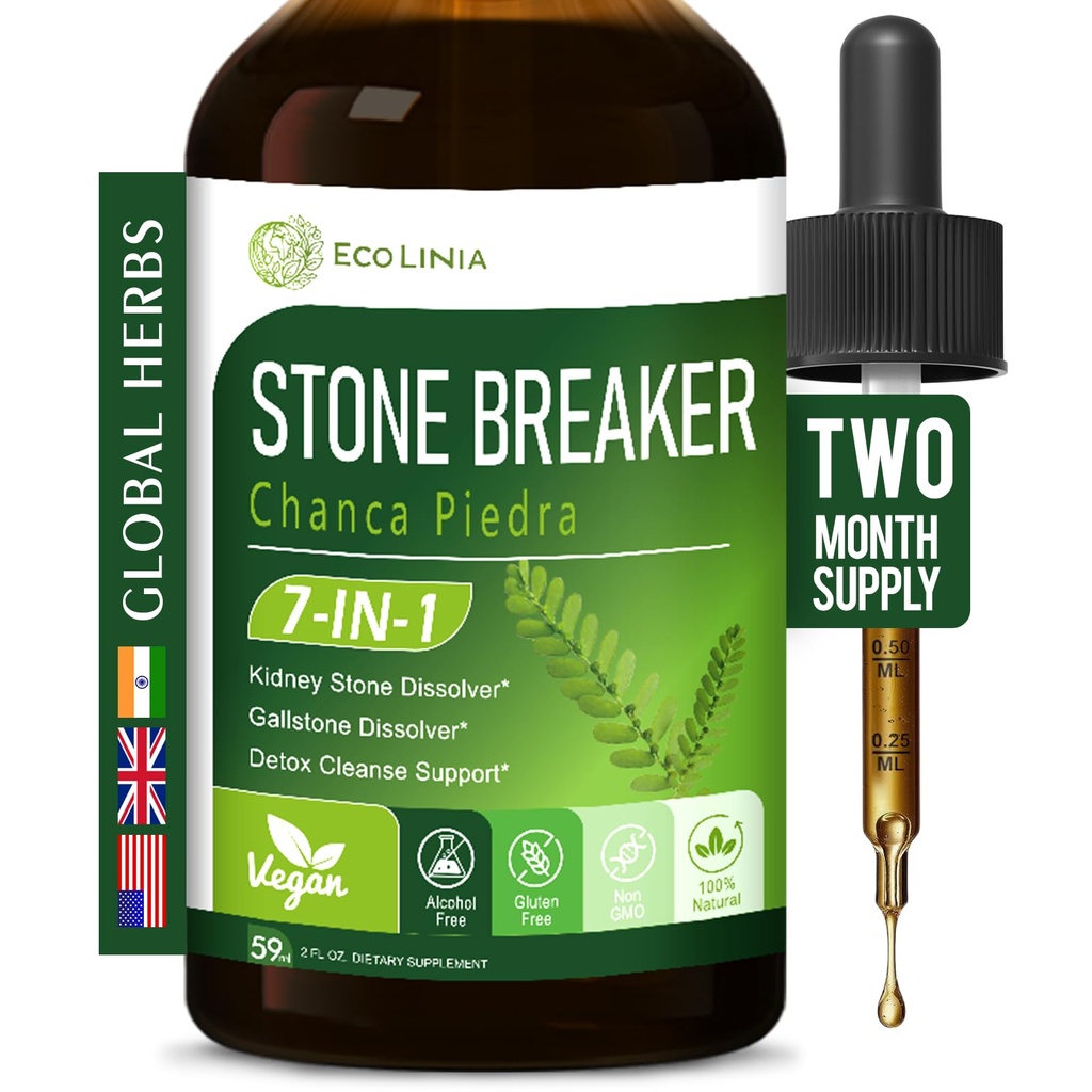 Stone Breaker Chanca Piedra Extract Drops, Natürliche Nierenstein & Gallstone Dissolver, Detox Cleanse Support, Kräuterergänzung mit Gravel Root und mehr.