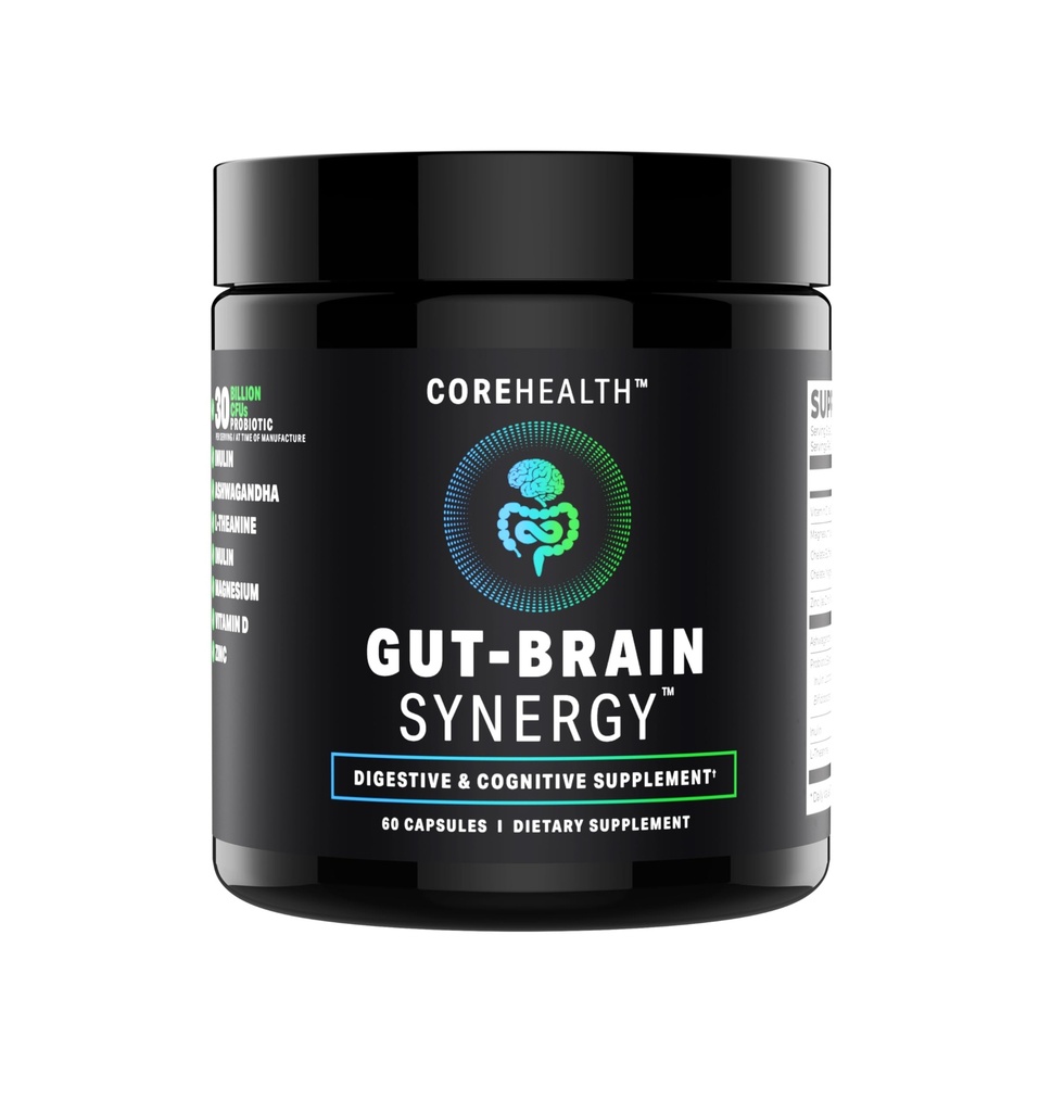 Gut-Brain Synergy Probiotic & Nootropic – 30Billion CFU Psychobiotisch + Präbiotisch mit Ashwagandha, L-Theanin & Zink für Gut Gesundheit, Mood Unterstützung, Stress Relief, Bloating Relief & Gehirn Fokus & Gedächtnis
