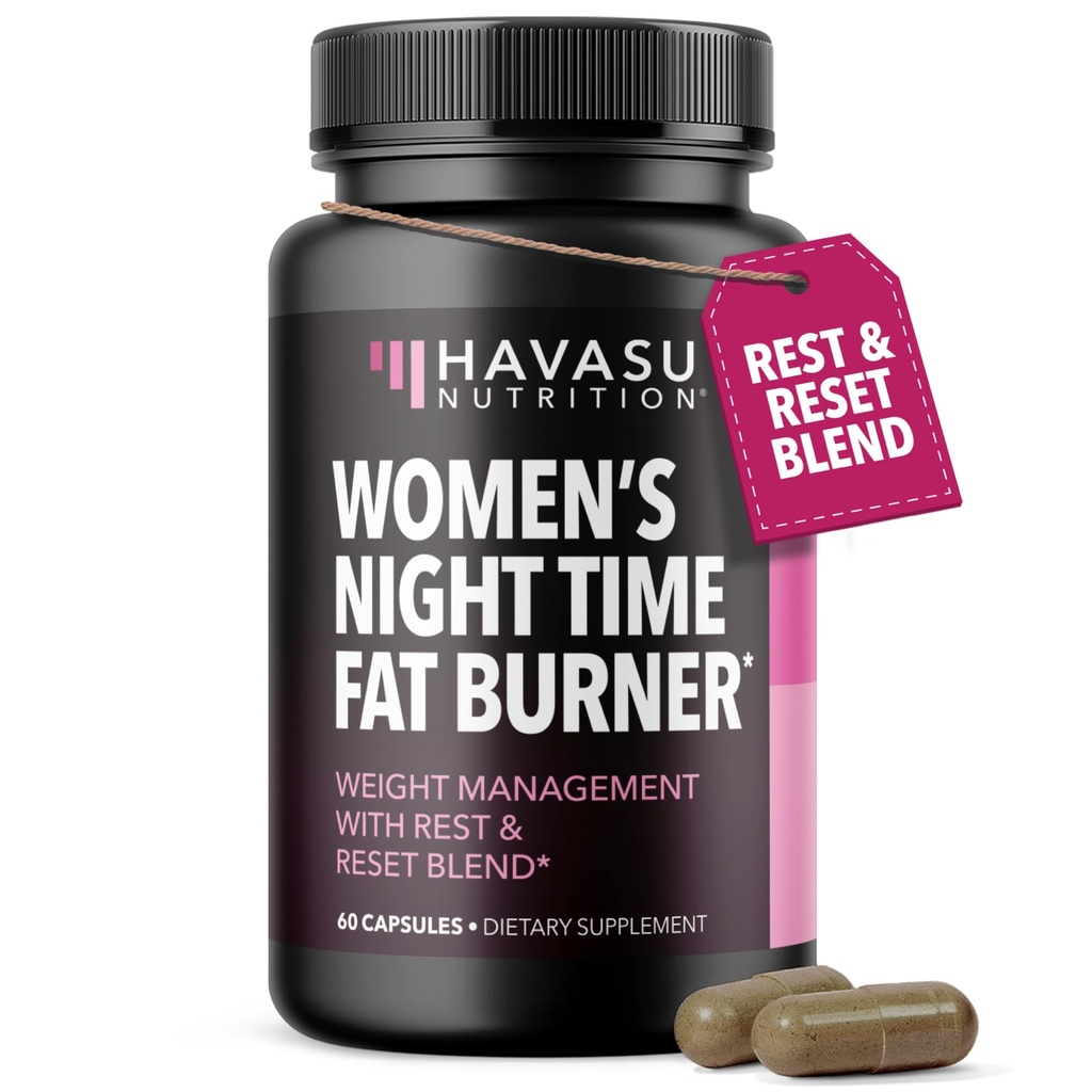 Nachtzeit Fat Burner für Frauen - Appetit Suppressant für Weight Loss - 60 Count - Kräuter Stoffwechsel Booster mit Melatonin für Schlafunterstützung - Vegan, Non-GMO Kapseln - 2 Monate Versorgung