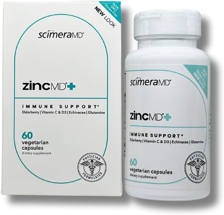 ScimeraMD® ZinkMD Immununterstützungsergänzung mit Zink, Elderberry, Vitamin C, Vitamin D und Echinacea, 60 CT