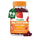 Lebensfähiges Multivitamin mit Eisen für Erwachsene | 13 essentielle Vitamine und Mineralstoffe für Männer und Frauen | Große Verkostung natürlich Sourced Berry Flavor | Vegetarian Non-GMO | 90 Gummies