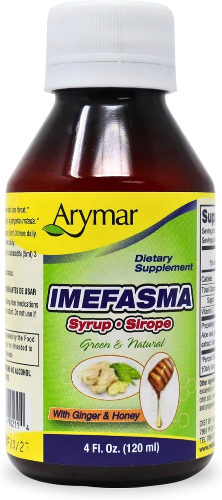 Arymar Imefasma mit Ginger & Honey Cough Syrup (4 oz) - Sanftes Relief mit natürlichen Inhaltsstoffen