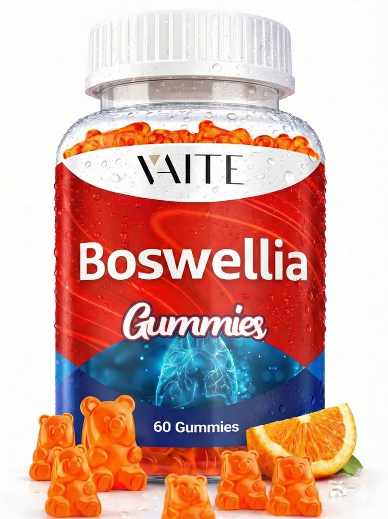 VAITE Boswellia Serrata Gummies 1200mg - Indischer Frankincense-Extrakt mit Boswellic Acid, pflanzlicher Beilage, Joint Support Health Formula, Non-GMO, Gluten-Free, Sugar-Free, 60 Chewables