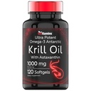 Antarktis Krillöl 1000mg - 120 Softgele mit Astaxanthin | 1000mg Rotes Krillöl, 200 mg Phospholipide, 120 mg EPA, 80 mg DHA, 200 mcg Astaxanthin | Potent & Pure Omega-3 Kaltwasser Antarktis Krill