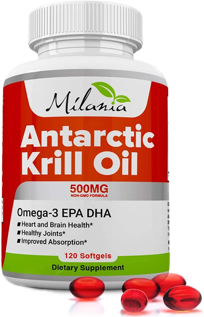 Antarktis Krill Oil - 120 Softgels - Omega-3 EPA, DHA, mit Astaxanthin - Von Rot Krill - Maximale Stärke - 500mg