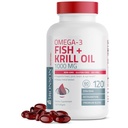 Bronson Omega-3 Fisch + Krill Öl 1000 MG EPA DHA Astaxanthin Premium Blend - Joint, Brain & Eye Health - Non GMO, Heavy Metal Getestet, 120 Softgels