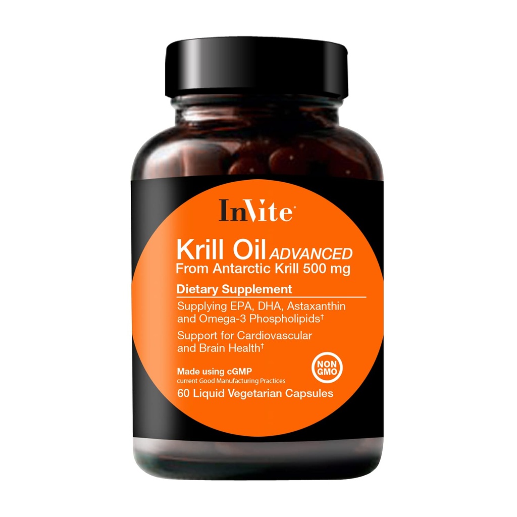 Invite Health Krill Oil Advanced - Unterstützt Herz-Kreislauf- und Gehirngesundheit - Lieferungen EPA, DHA, Astaxanthin und Omega-3 Phospholipide - 60 Kapseln