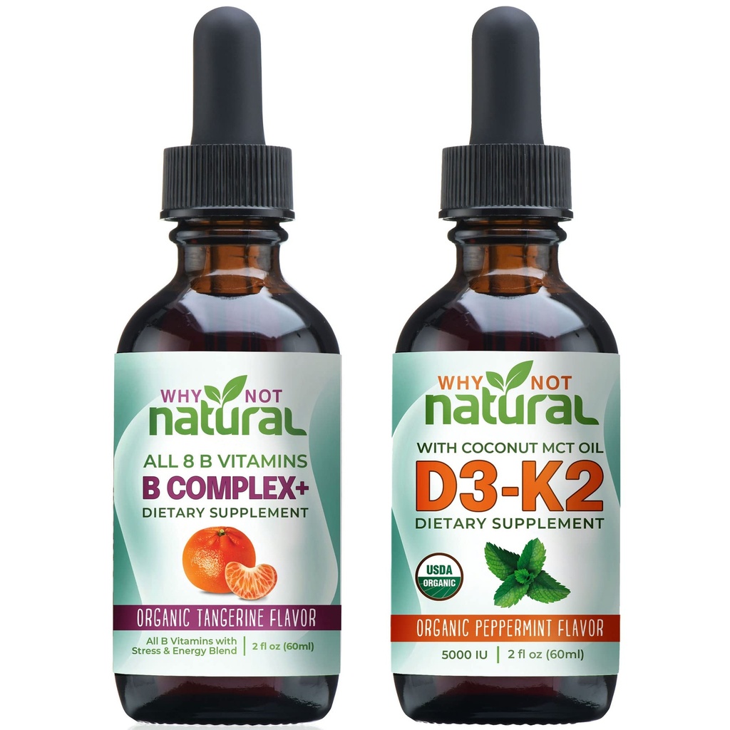 Warum nicht natürliche Vitamin B Komplex und Bio Vitamin D3K2 Flüssigkeitstropfen