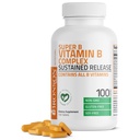 Bronson Super B Vitamin B Complex Sustained Slow Release (Vitamin B1, B2, B3, B6, B9 - Folsäure, B12) Enthält alle B Vitamine 100 Tabletten